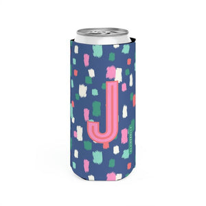 Confetti Single Initial Slim Can Cooler