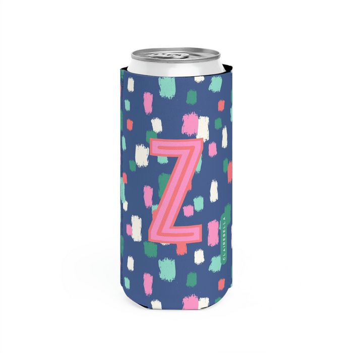Confetti Single Initial Slim Can Cooler