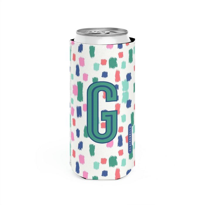 Confetti Single Initial Slim Can Cooler
