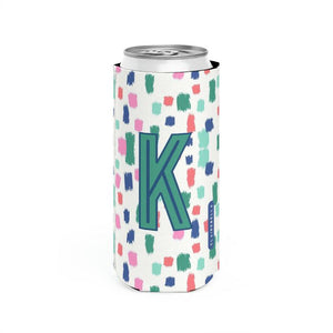 Confetti Single Initial Slim Can Cooler