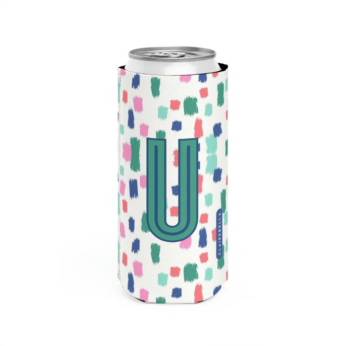 Confetti Single Initial Slim Can Cooler